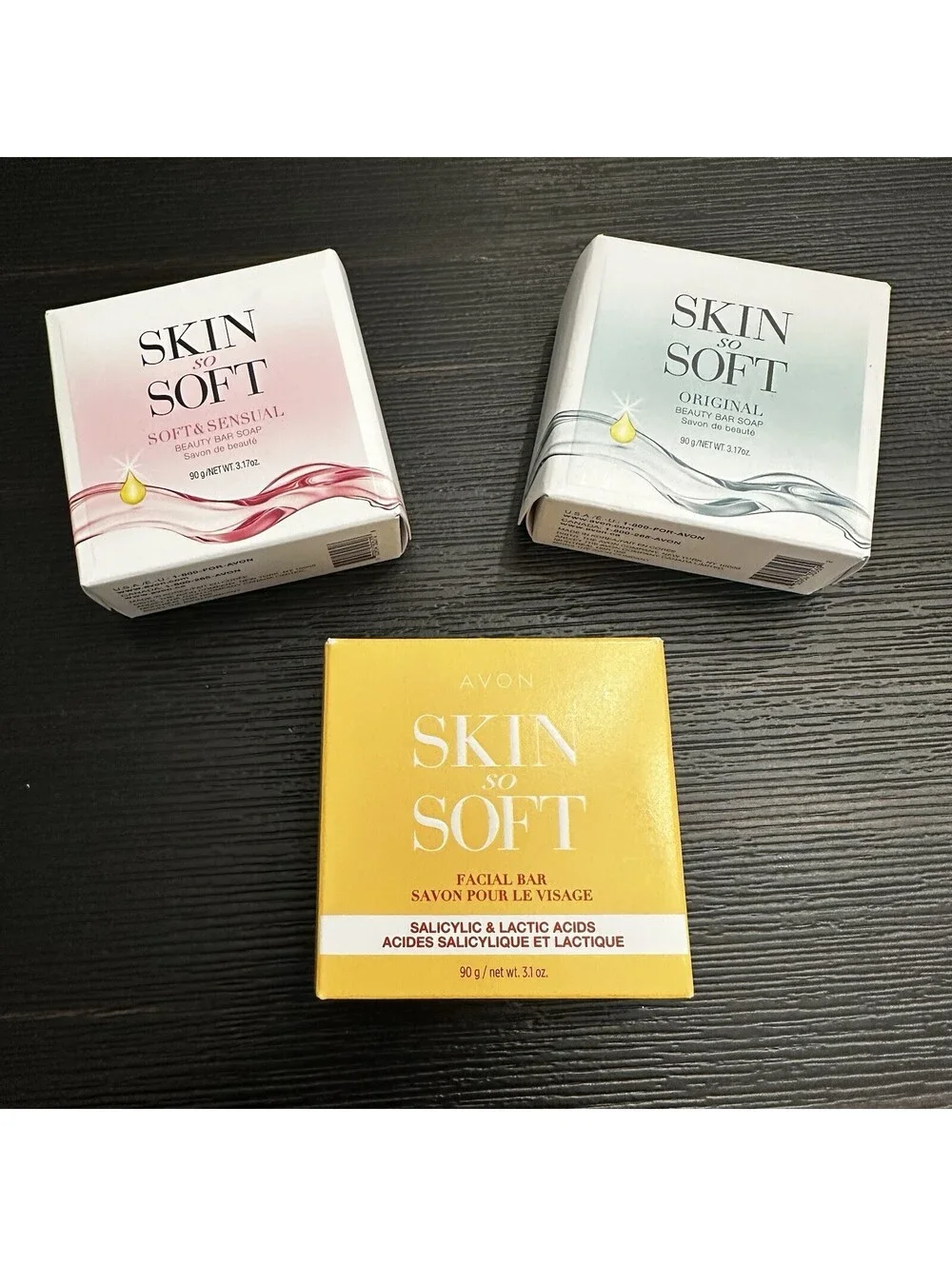 Lot of 3 Avon Skin So Soft-Original-Soft & Sensual-Facial Bar 3.1oz-3.17oz, New